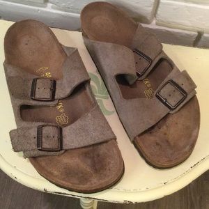 Birkenstock Arizona tan suede leather sandals 11